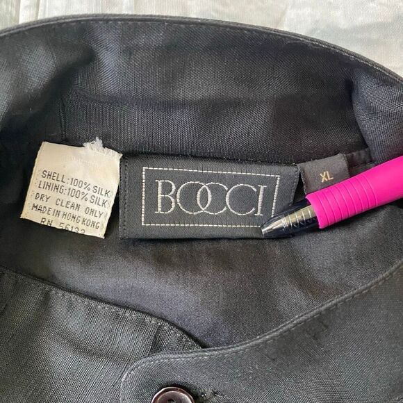 Bocci women XL 100% silk full zip jacket w/mock collar black - Picture 9 of 13